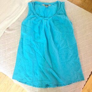 Flax sleeveless linen top blouse tank blue size 4-6 small